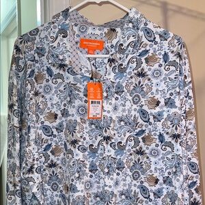 Johnston & Murphy Blue and Brown Paisley Button Down Shirt